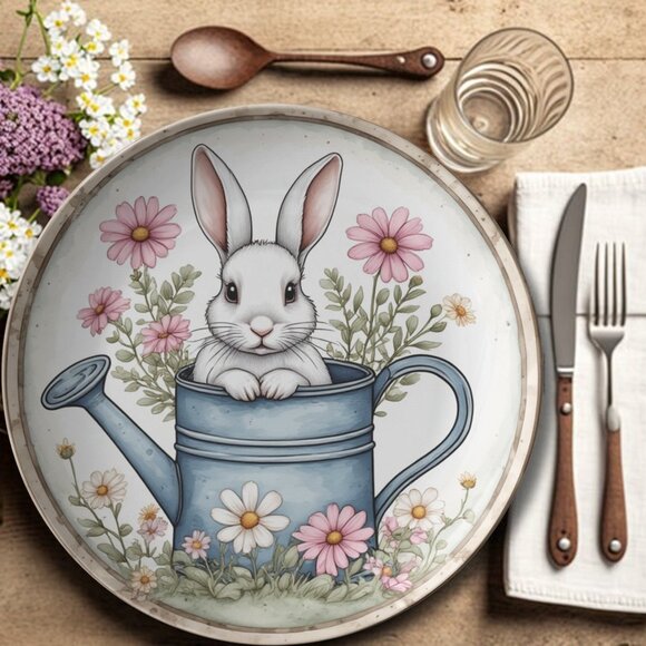 Bunny Dinner Plate – Durable Polymer Spring Tableware (10-inch) - Picture 8 of 10